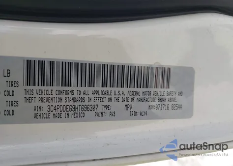 2017 Dodge Journey Gt Awd из США, поврежденный, VIN 3C4PDDEG9HT696307